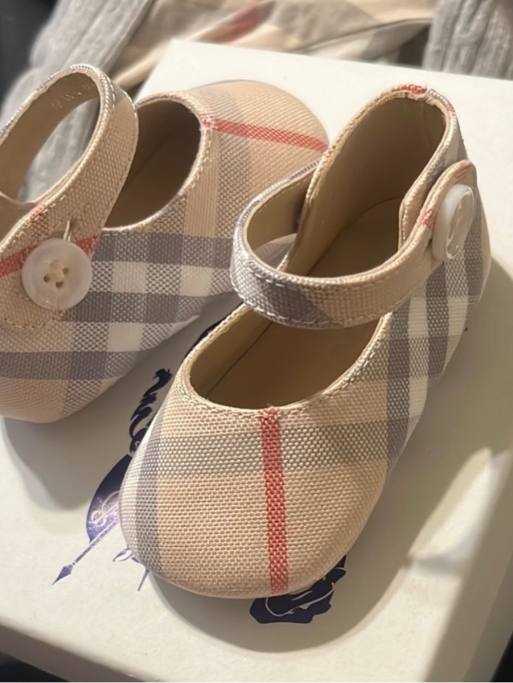 Burberry Mary Jane Shoes in Beige Plaid - Classic Check Pattern